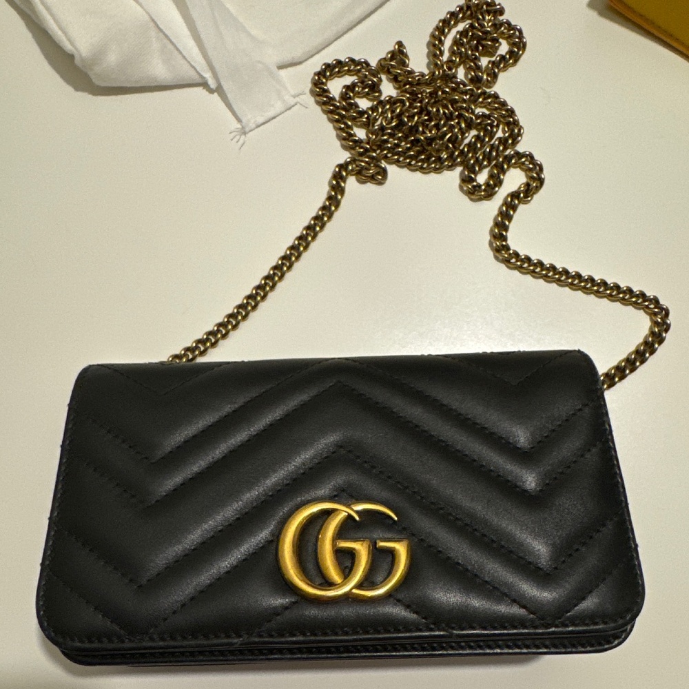 Gucci Marmont Flap Clutch on Chain